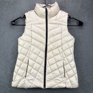 Big Chill Womens Quilted Down Puffer Vest Cream Champagne Full Zip Mock Medium‎